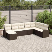 Set di divani con cuscino 8 pcs Marrone e bianco polyrattan 3354827
