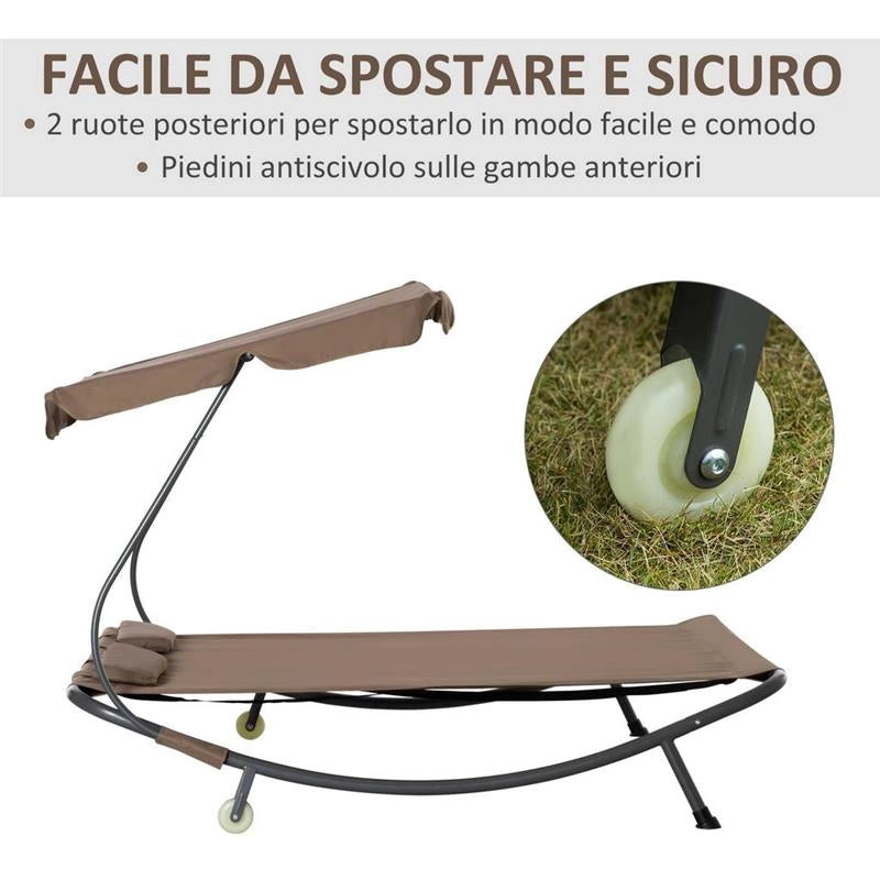LETTINO MATRIMONIALE 2 POSTI REGOLABILE DA ESTERNO 200 X 170  X 134 CM MARRONE