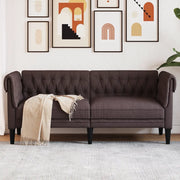 Divano Chesterfield a 2 Posti-Sofa 2 Posti-Divanetto Marrone Scuro in Tessuto