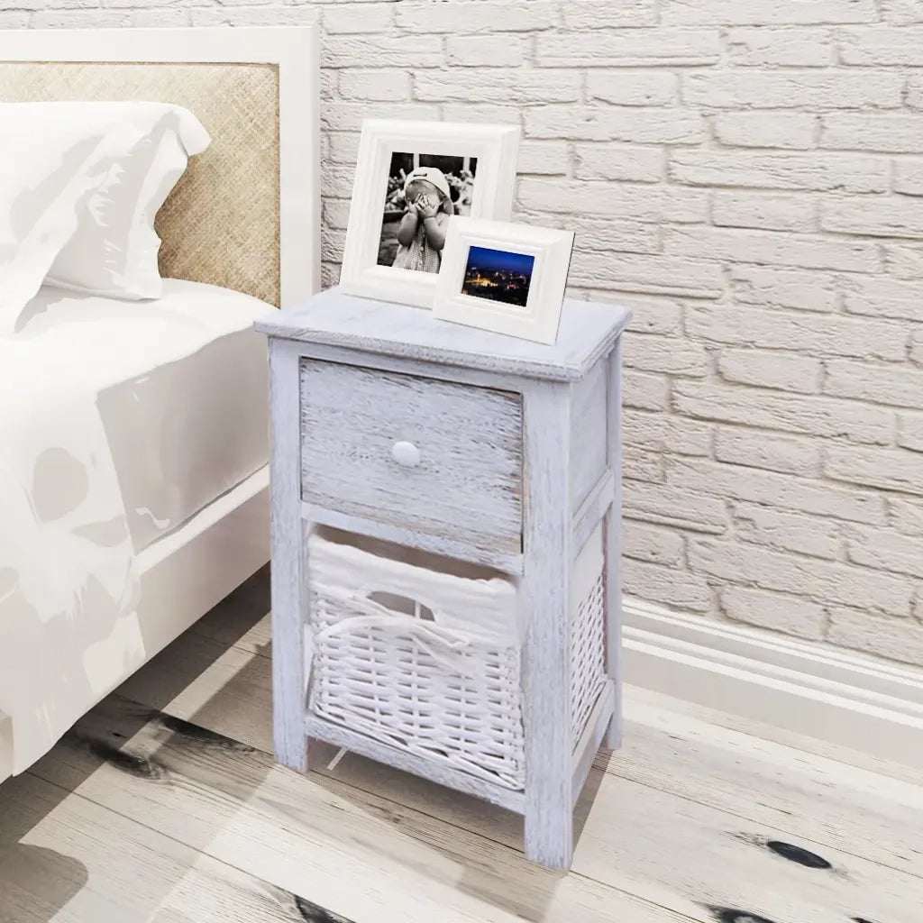 Set di 2 Comodini | Armadio da Notte | Mobiletto da notte da Notte Set in Legno Bianco