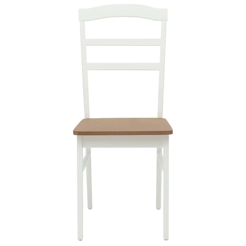 Sedia da pranzo 2 pcs Bianco e Naturale Legno di gomma solido