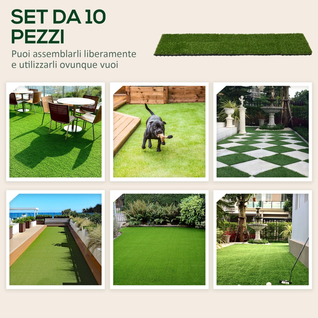 Piastrelle Erba Sintetica Giardino 30x30cm ¨C Xylo ¨C Verde 10 Pezzi