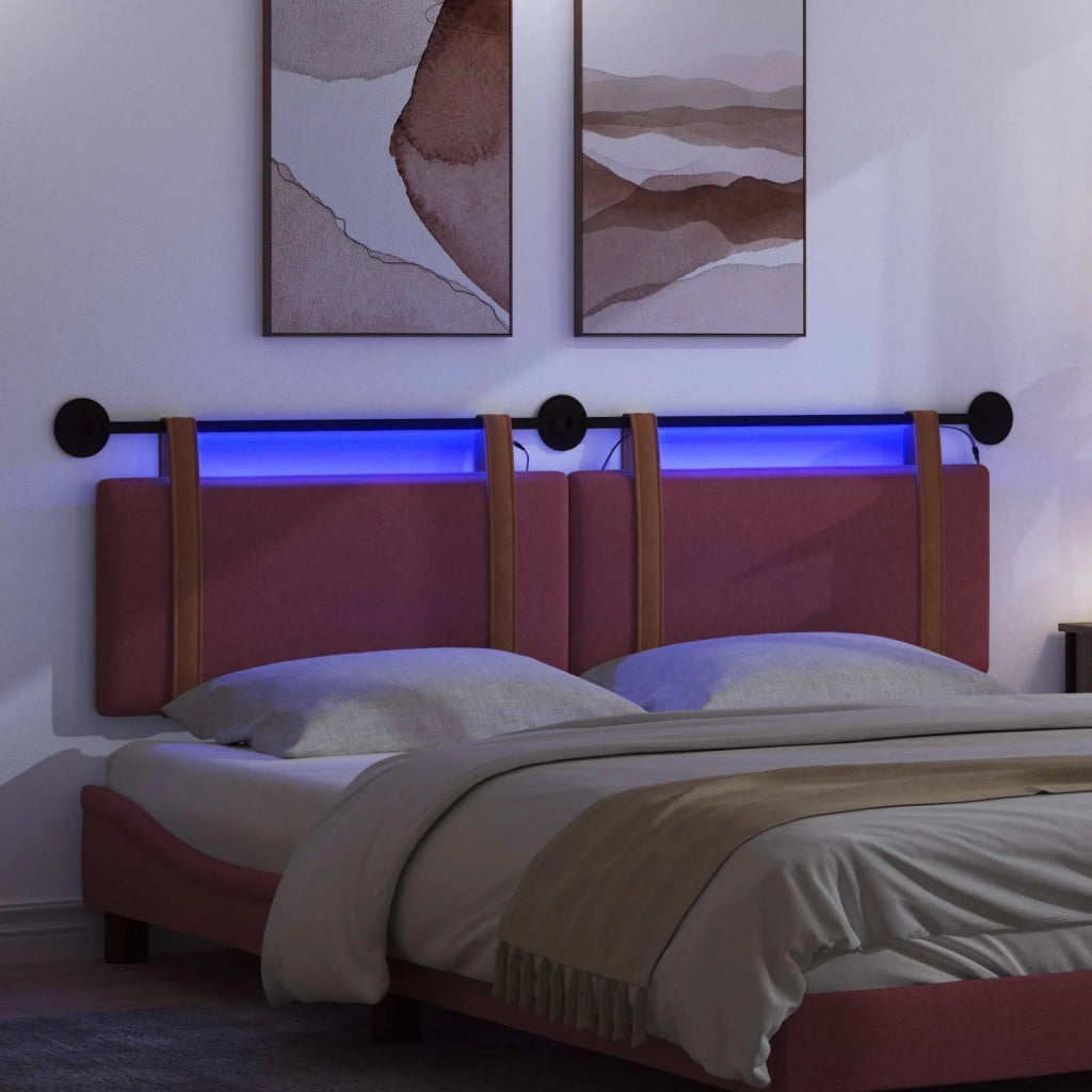 Testiera | Testata sospesa Con luce LED Rosso Vino PU Antico