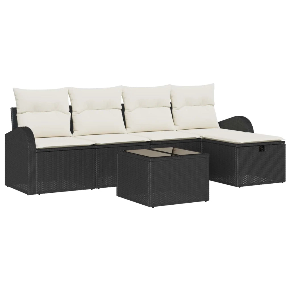 Set di divani con cuscino 6 pcs Nero e Crema polyrattan 3359066