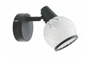 Applique Megan moderna nera vetro bianco E14 Reality