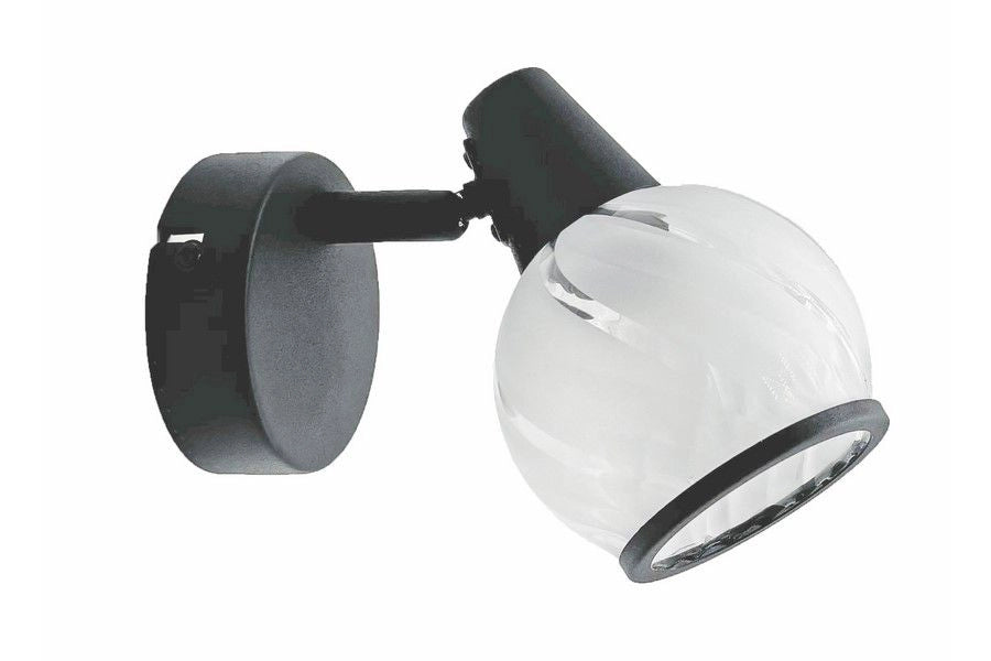 Applique Megan moderna nera vetro bianco E14 Reality