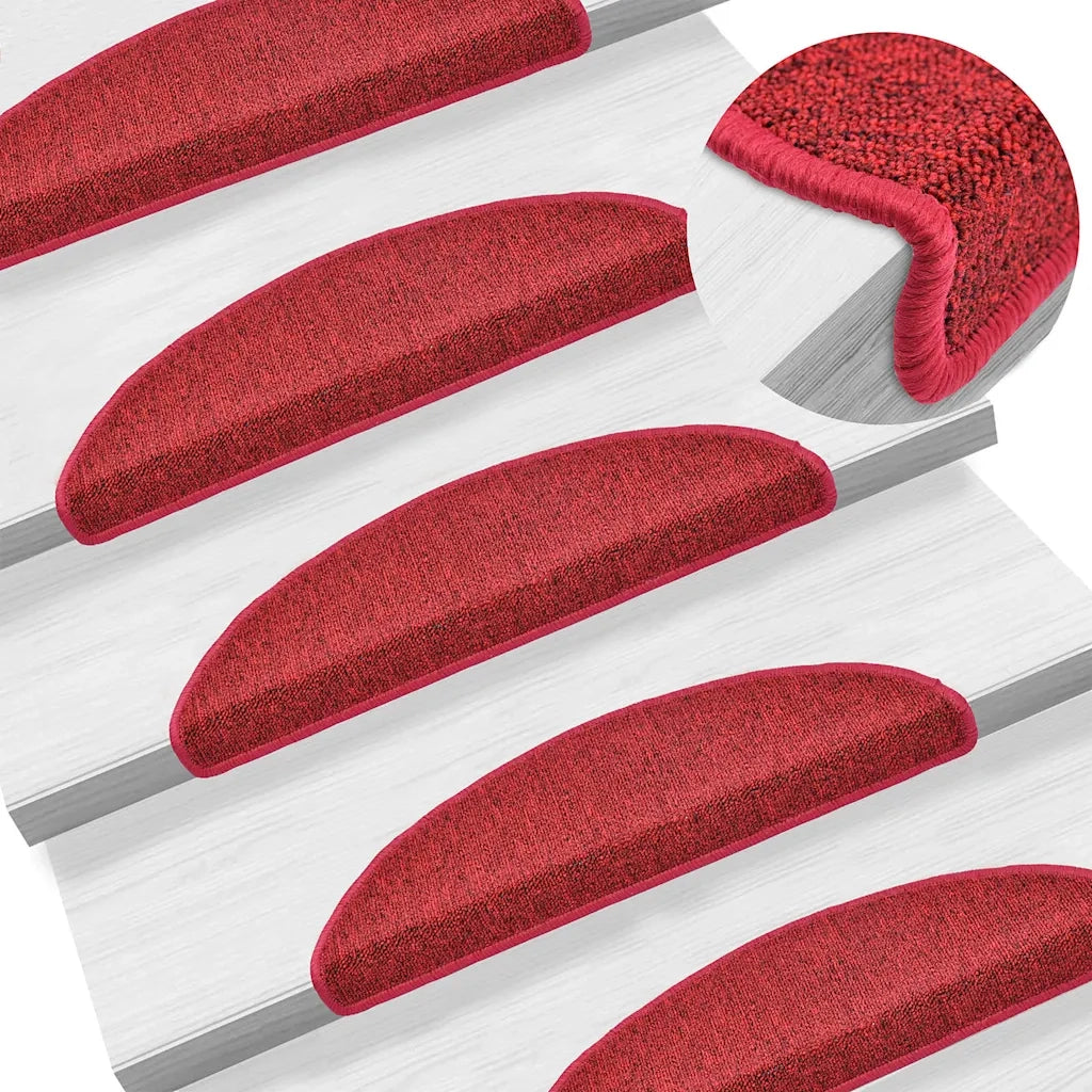 Tappetini per scale 30 pz | Gradini per Scale 56x17x3 cm Rossi semicircolari