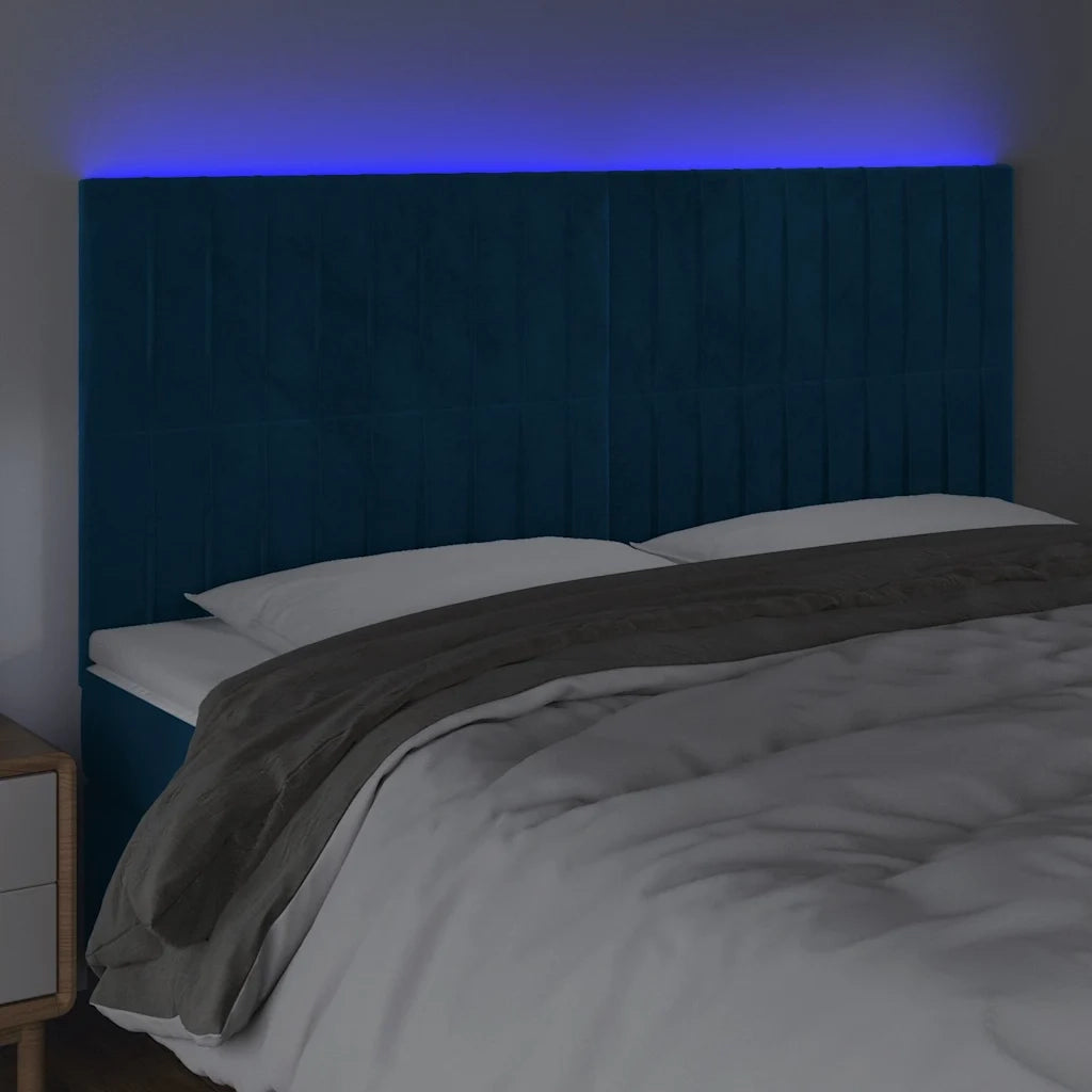 Testiera a LED Blu Scuro 180x5x118/128 cm in Velluto 3122726
