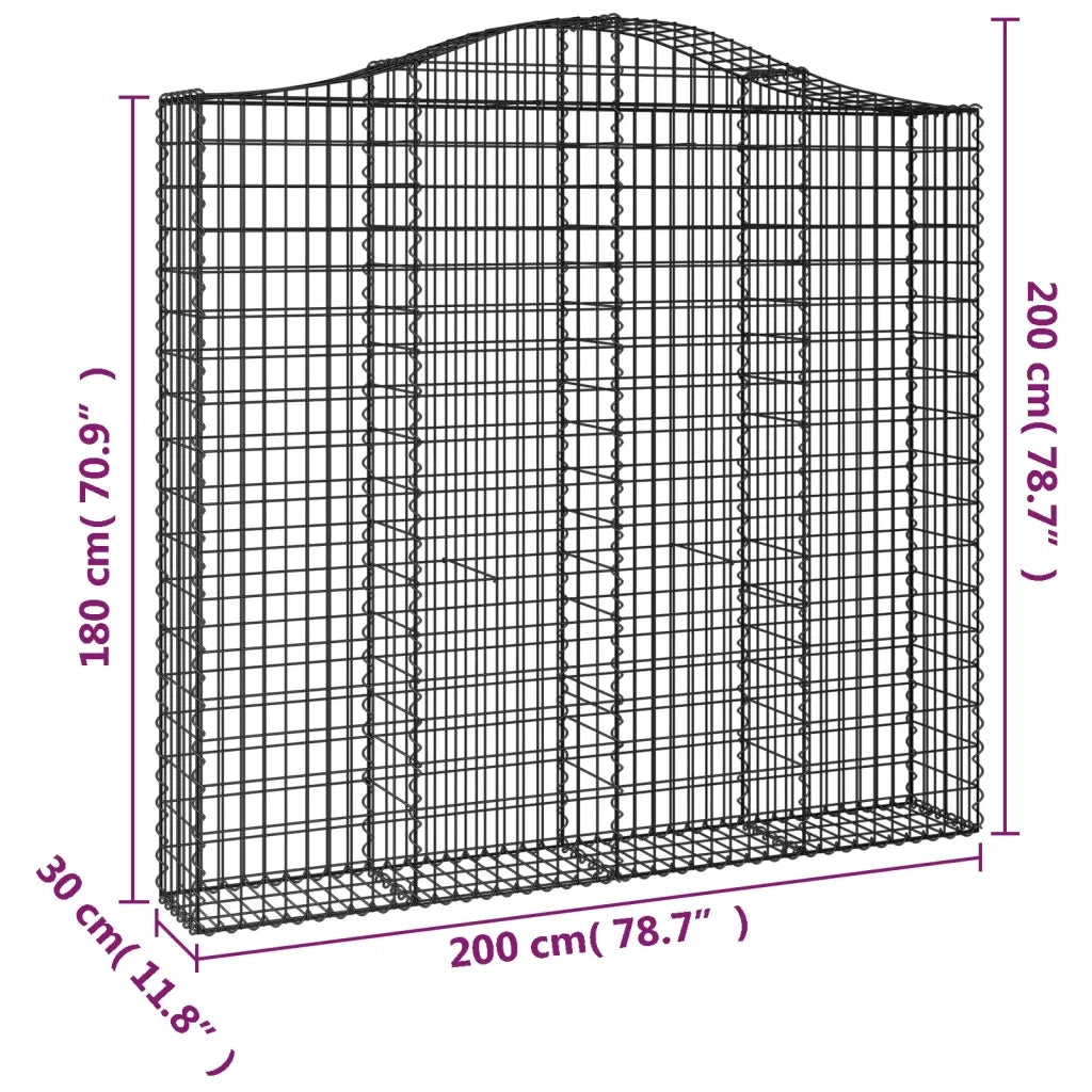 Cesti Gabbioni ad Arco 2 pz 200x30x180/200 cm Ferro Zincato 3145514