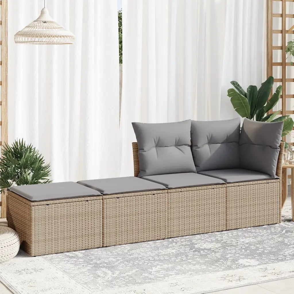 Set Divano da Giardino 2 pz con Cuscini Beige Polyrattan Acacia 3328662