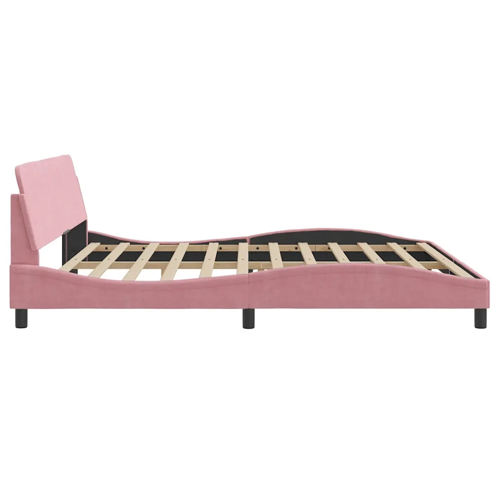 Letto matrimoniale | Letto per adulti | Giroletto Dover Rosa 200x200 cm in Velluto