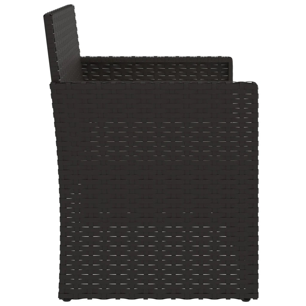 Panchina da Giardino | Panca da Giardino con Cuscini Nera 105 cm in Polyrattan