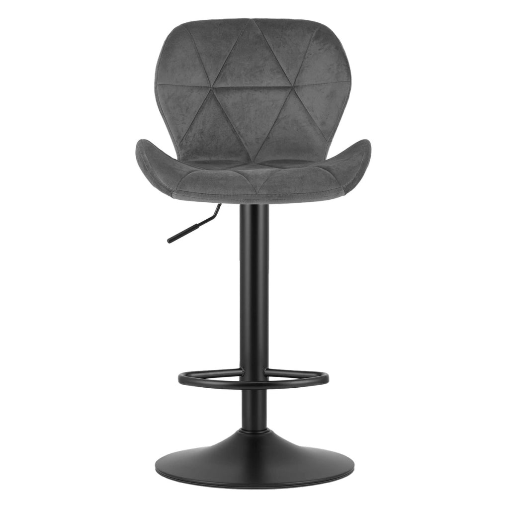 Sgabello da bar West in velluto grigio con base nera