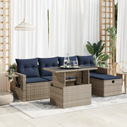 Set Divano Giardino 6 pz con Cuscini Grigio Polyrattan Acacia 3327851