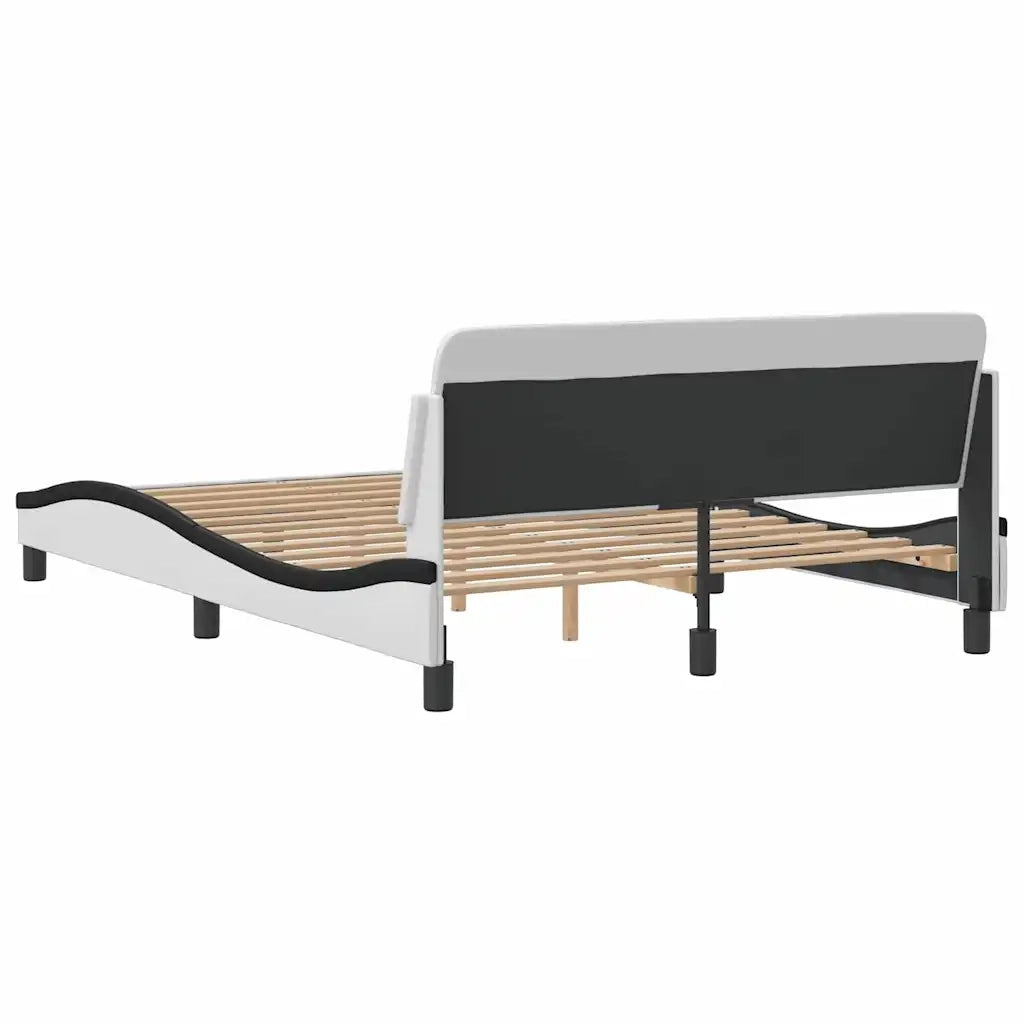 Giroletto-Struttura Letto Dover Bianco e Nero 140x190 cm in Similpelle