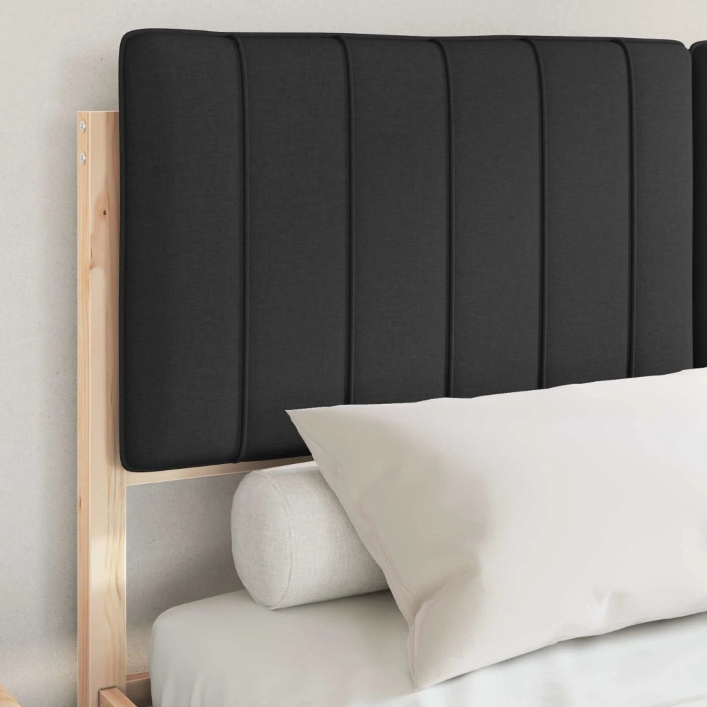 Letto con Testiera Rivestita-Struttura Letto con Testiera Nero 135 x 190 cm Pino massello 521506