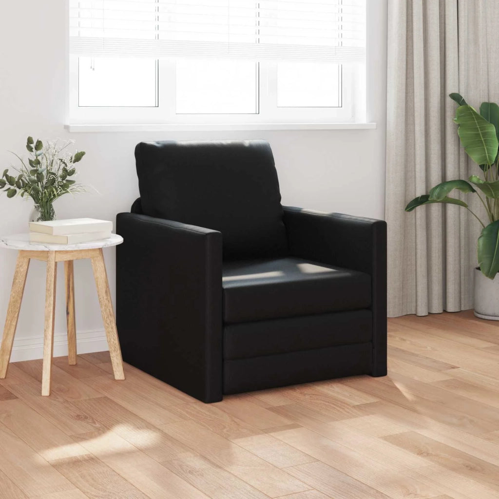Divano letto | Sof¨¤ letto | Letto singolo 60cm Nero Pelle Artificiale