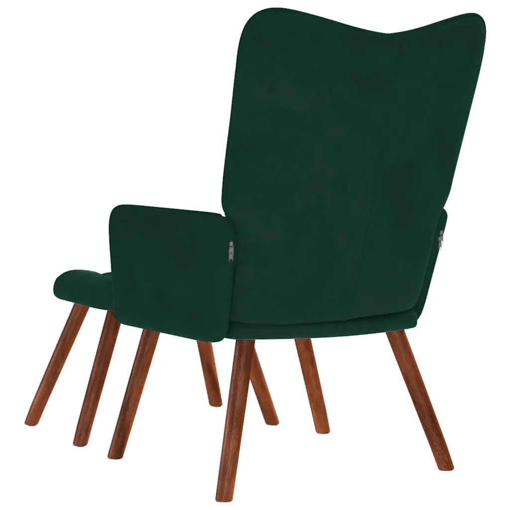 Poltrona Relax con Sgabello in Velluto Verde Scuro 4016823