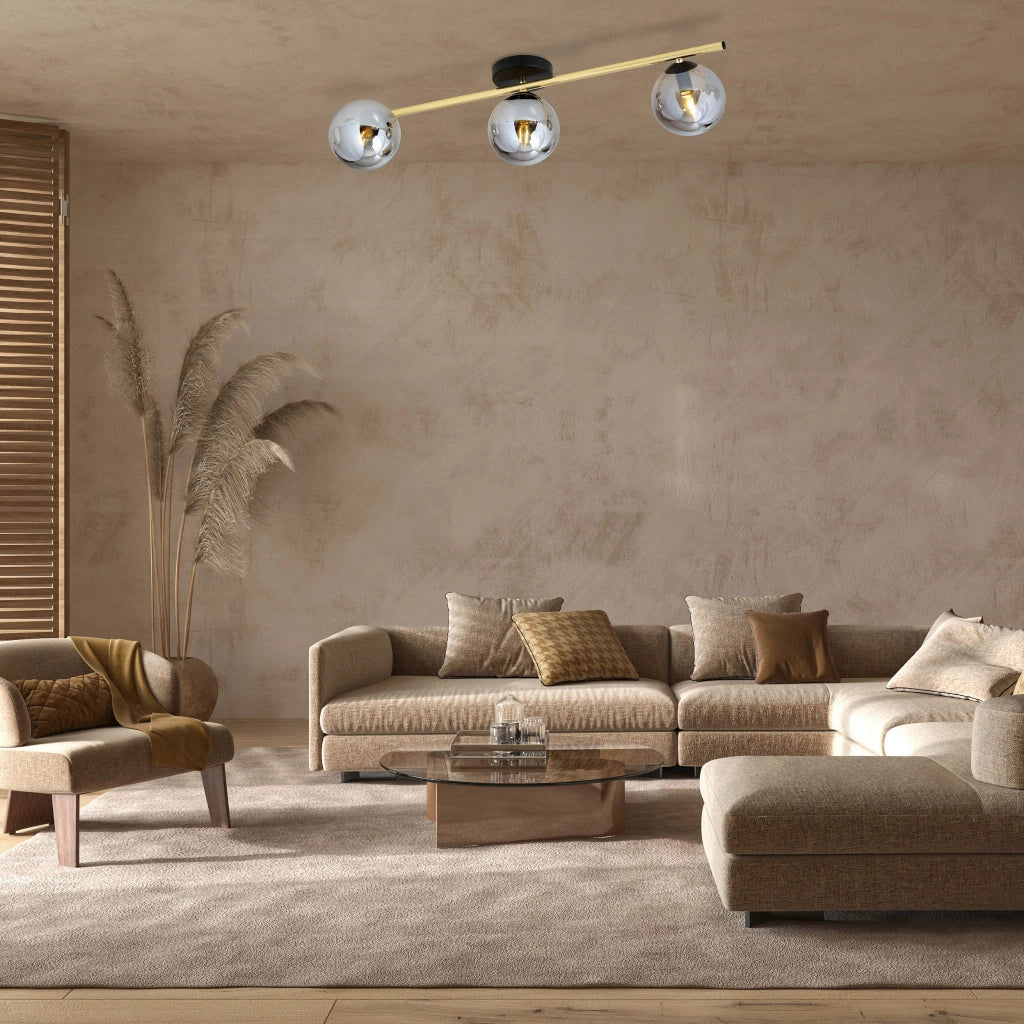 Plafoniera Emibig Splendi 3xE14 oro/grafite dimmer