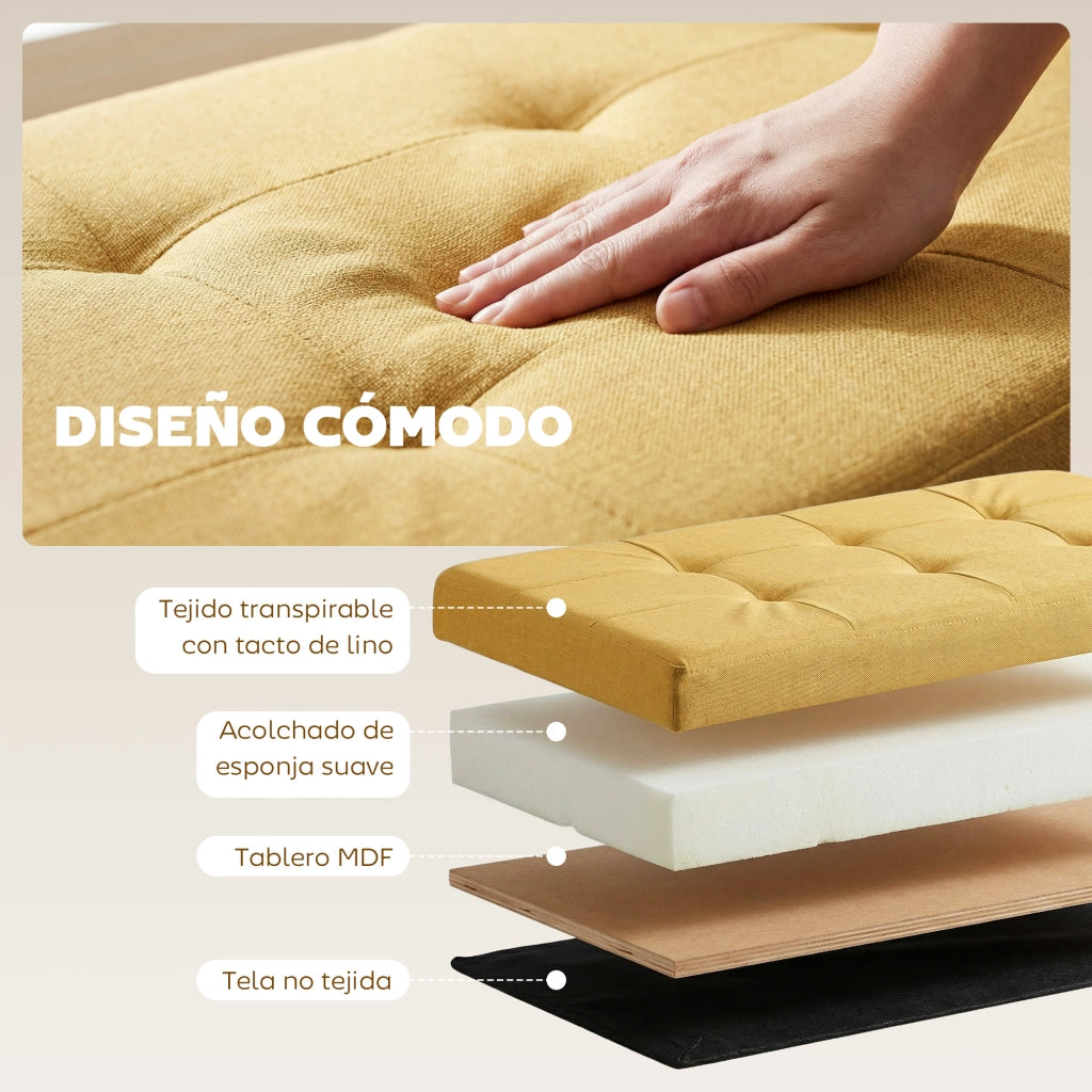 Puff con Contenitore ¨C Minimal ¨C 76x38x38 cm, Tessuto, Giallo