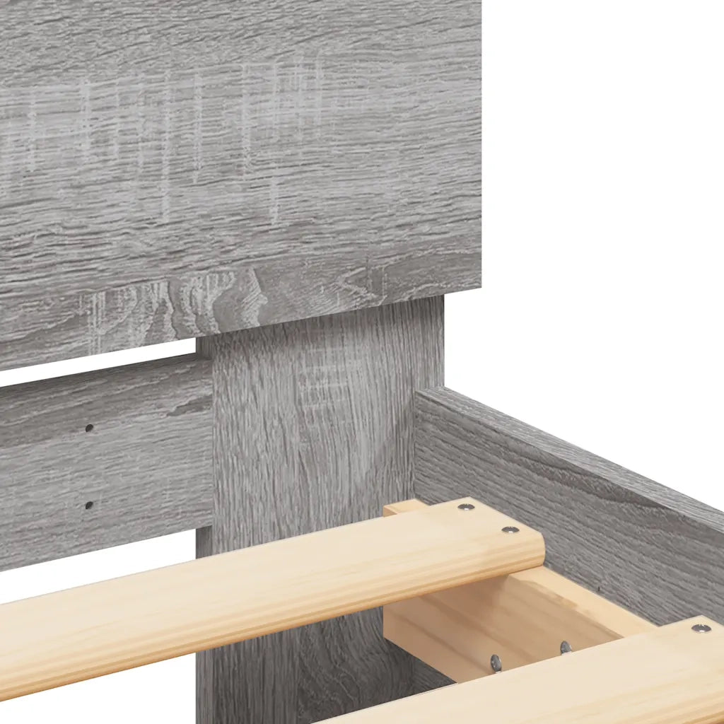 Giroletto con Testiera e LED Grigio Sonoma 120x190 cm 3207642