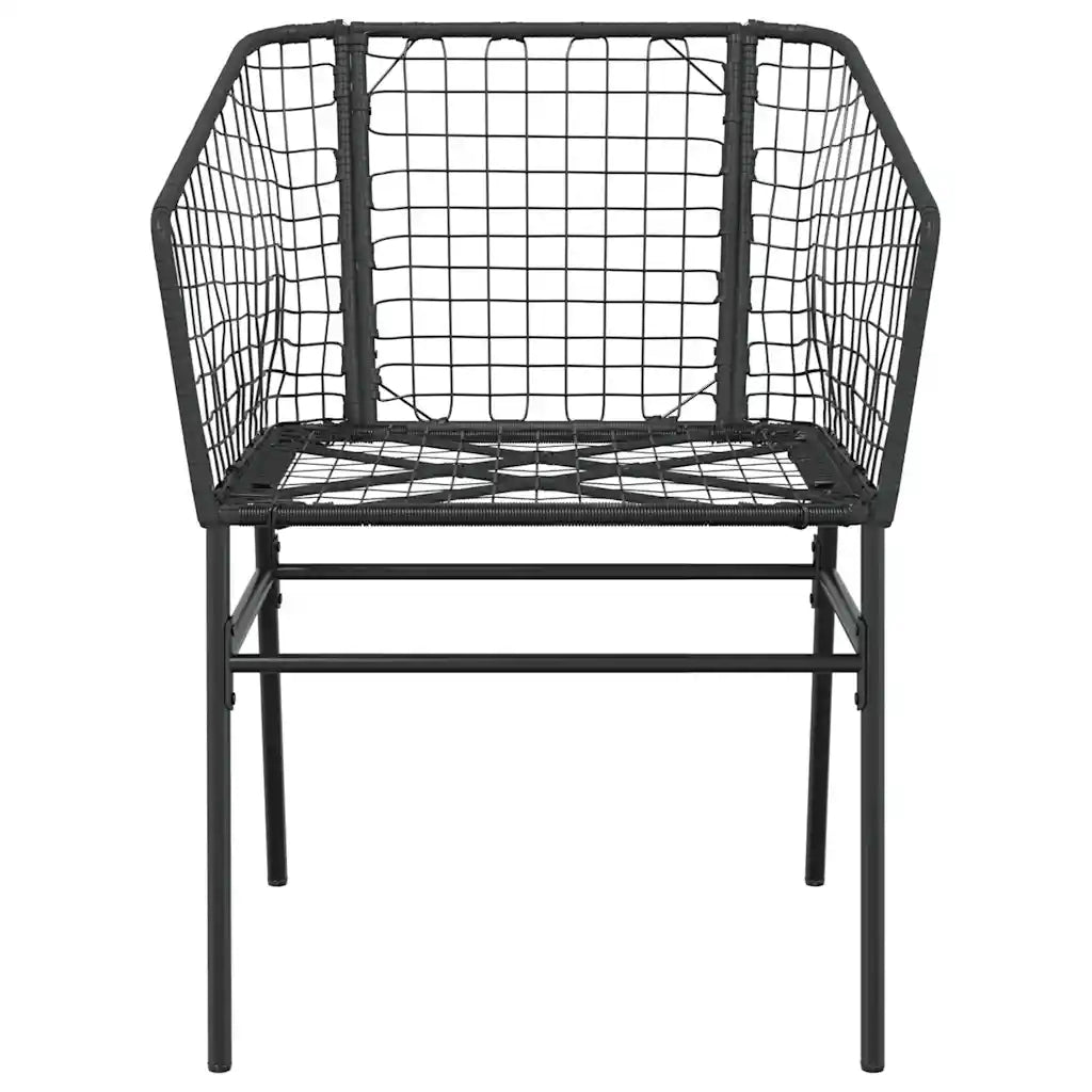 Set Pranzo da Giardino 7 pz Nero Polyrattan Vetro 3334489
