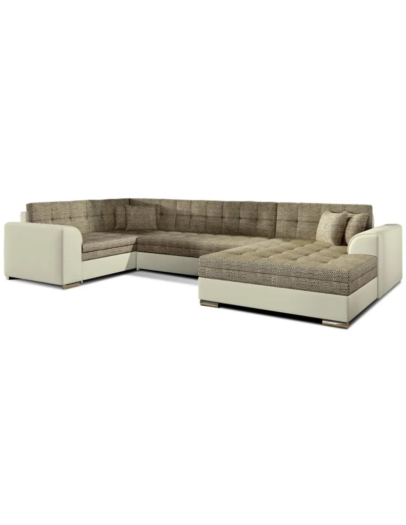 Divano panoramico convertibile CALDERO 5 posti beige e crema – angolo destro