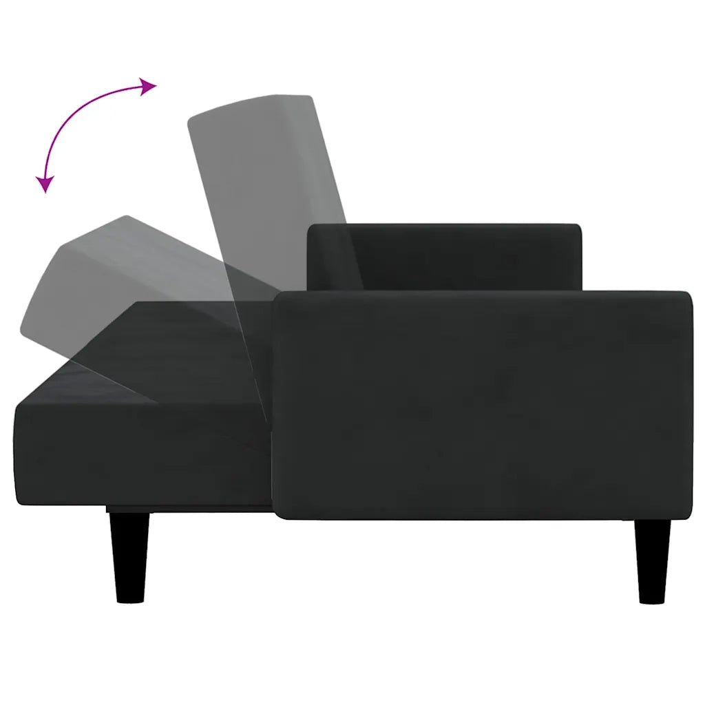 Divano letto | Sof¨¤ letto | Letto singolo a 2 Posti Nero in Velluto