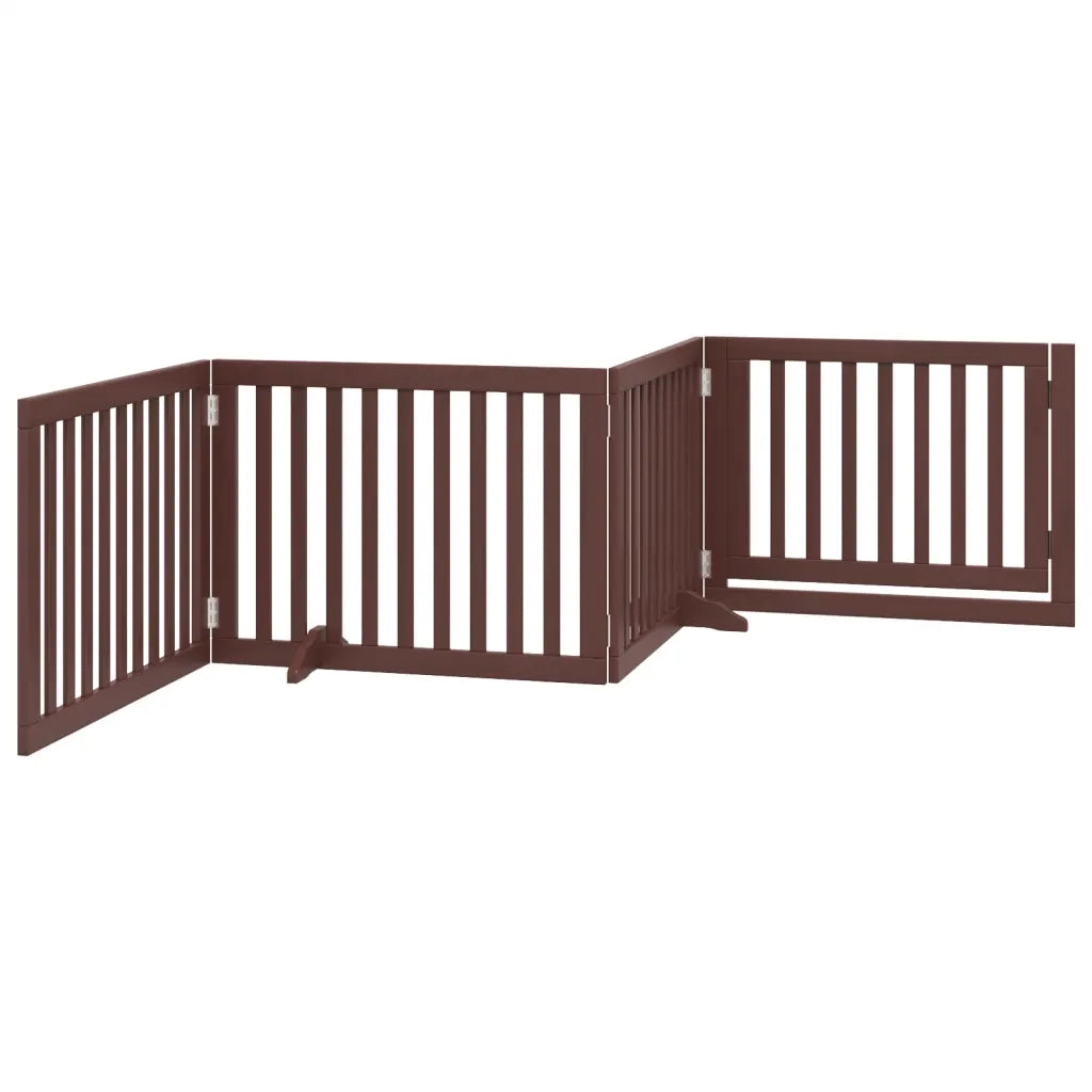 Cancello Cani Porta Pieghevole Marrone 4 Pannelli 320cm Pioppo 352265