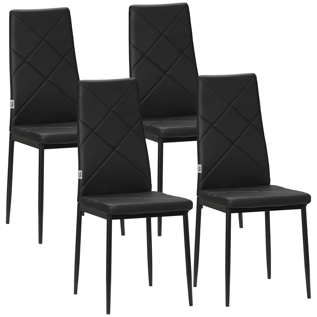 Set 4 Sedie da Pranzo ¨C Xylo ¨C Schienale Alto Rivestimento Sintetico Gambe Acciaio Nero