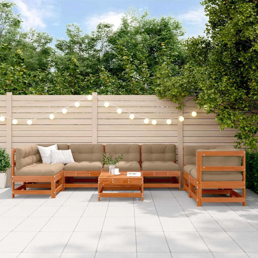 Set Lounge da Giardino 8 pcs Marrone Cera