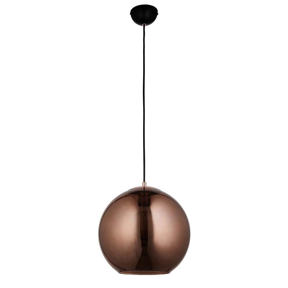 Lampada a sospensione moderna rame sfera vetro E27 Endon BOLI