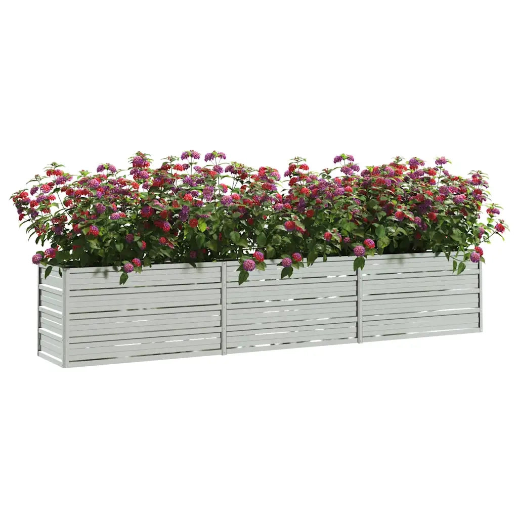 Letto Rialzato Giardino-Fioriera da Giardino 240x40x45 cm in Acciaio Zincato Argento