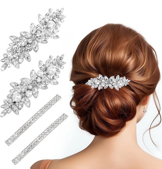 Set di 4 Spille per Capelli con Ornamenti - Ideali per Eventi Speciali - Accessori per Capelli Glamour