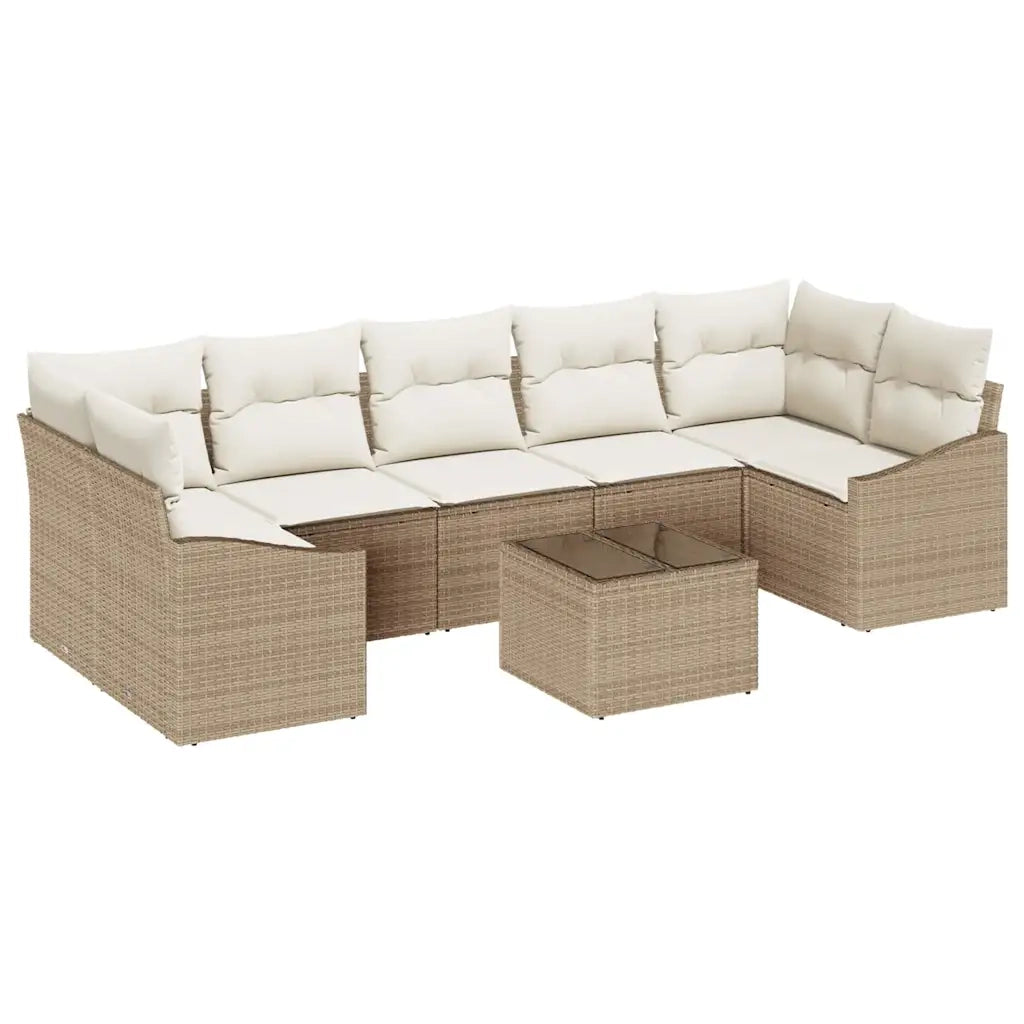 Set di divani con cuscino 8 pcs Beige e Crema polyrattan 3355310