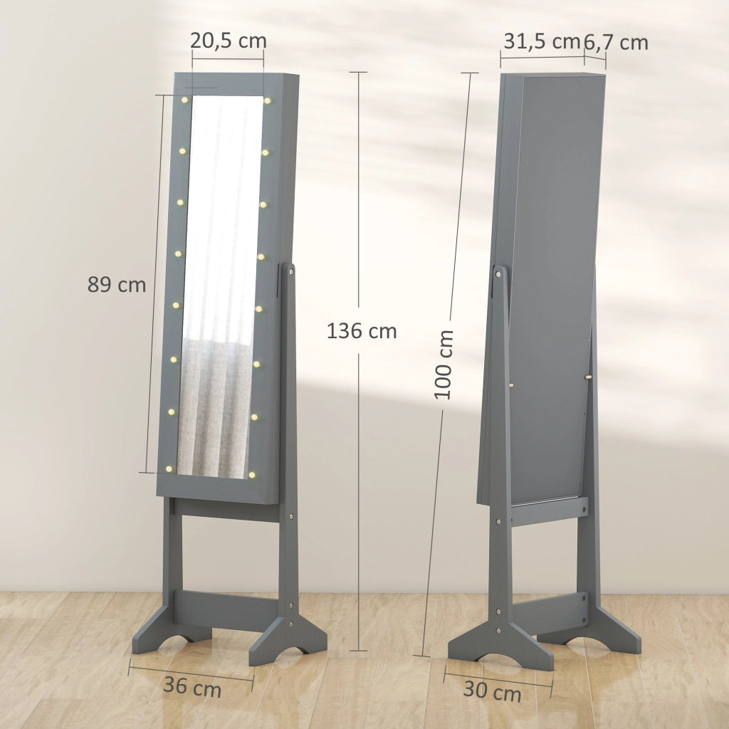 Armadio Specchio con Luci LED per Gioielli ¨C Minimal ¨C Grigio
