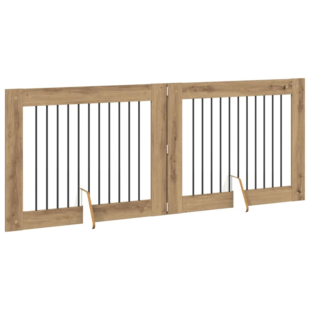 Cancello per cani pieghevole con supporti 2 pz 200,5 cm 892060