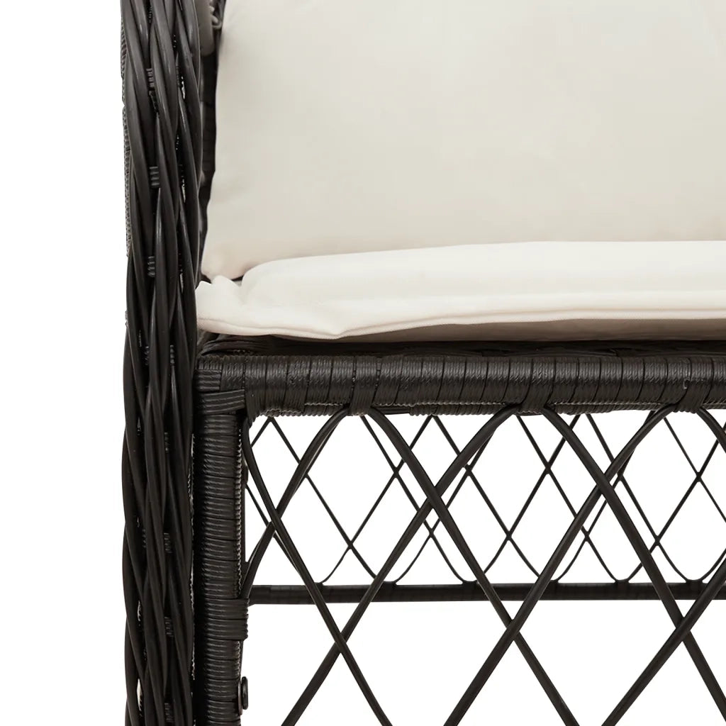 Set da Bistrò 3 pz con Cuscini Nero in Polyrattan 3212018