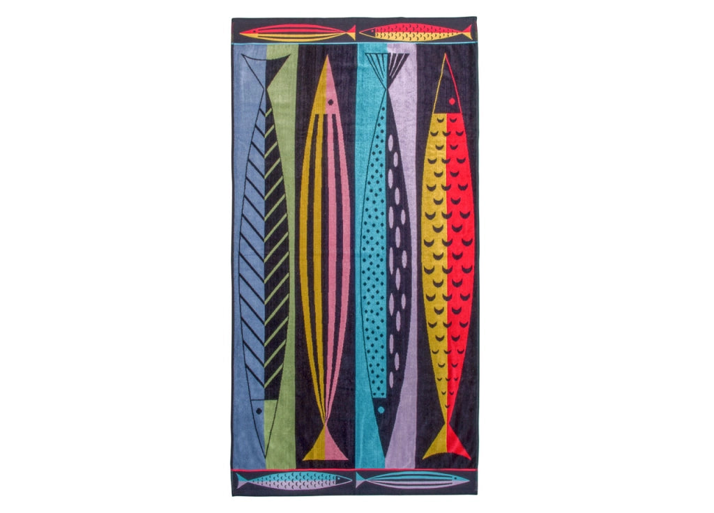 Telo Mare Jacquard Spugna Asciugamano Spiaggia Disegno Picasso Fish