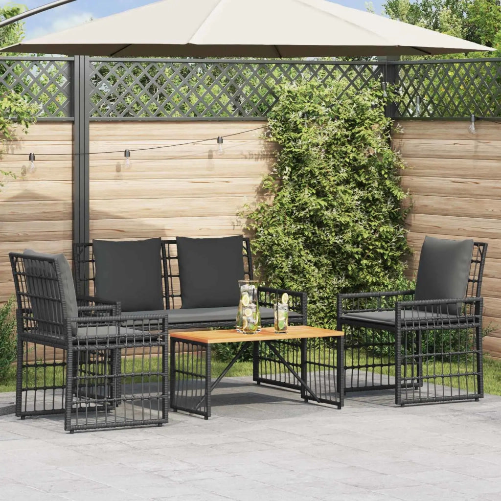 Set di Mobili da Esterno 4 pcs Nero e Grigio scuro 42025133