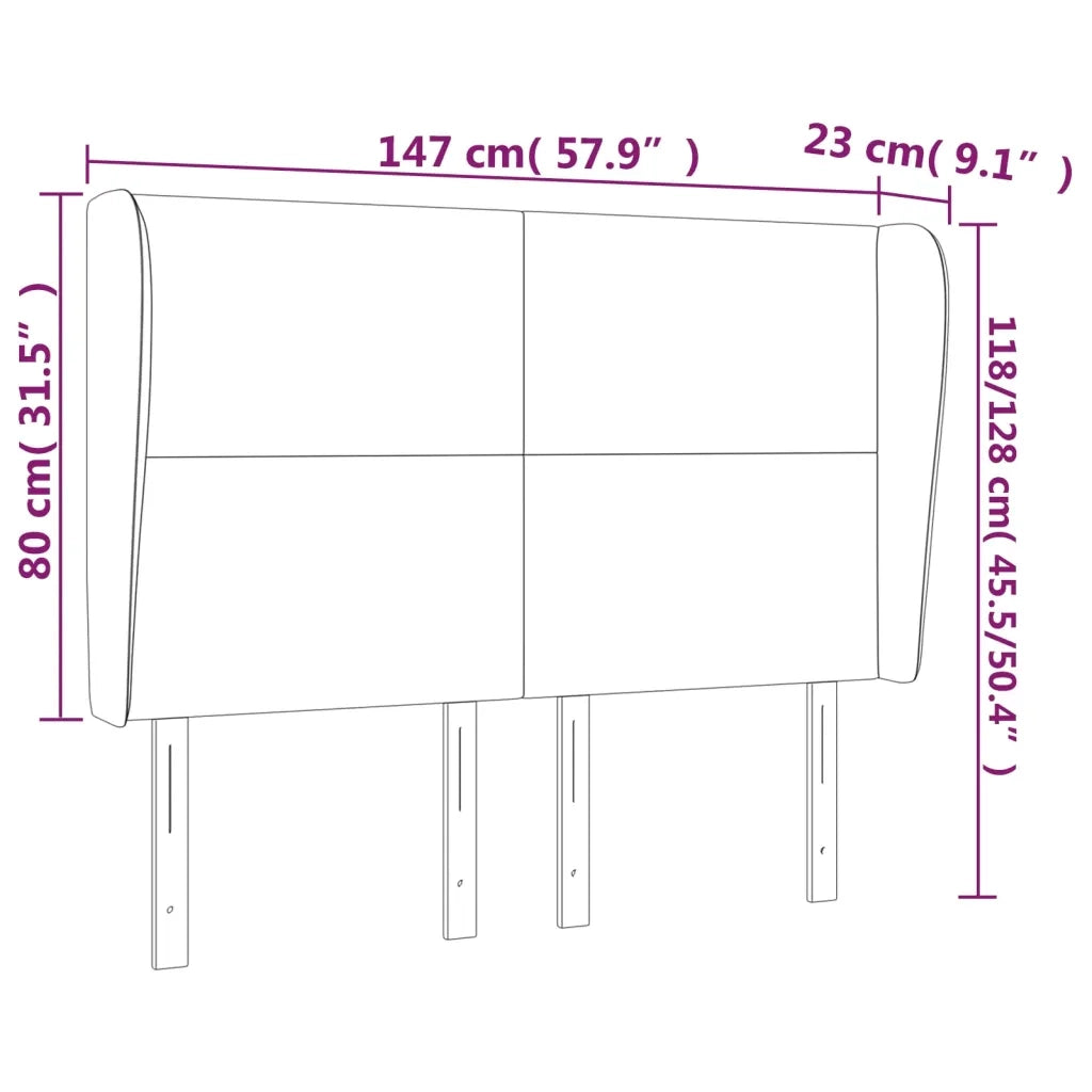 Testiera ad Orecchio Rosa 147x23x118/128 cm in Velluto 3117729