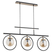 Lampada sospensione Alfa Vasido 3 luci E14 nera oro