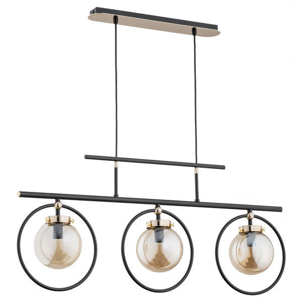 Lampada sospensione Alfa Vasido 3 luci E14 nera oro