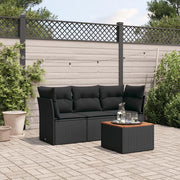 Set Divani da Giardino 4 pz con Cuscini Nero in Polyrattan 3255796