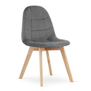 Sedia Bora in velluto grigio scuro con gambe in faggio