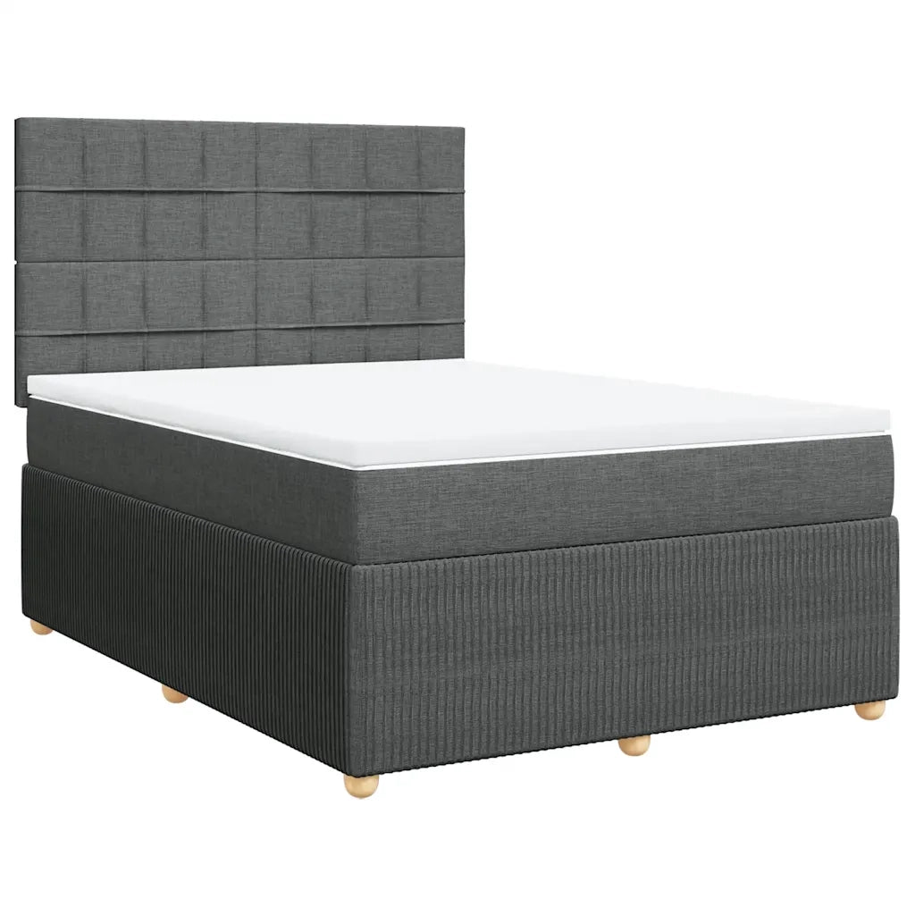 Giroletto a Molle con Materasso Grigio Scuro 140x190 cm Tessuto