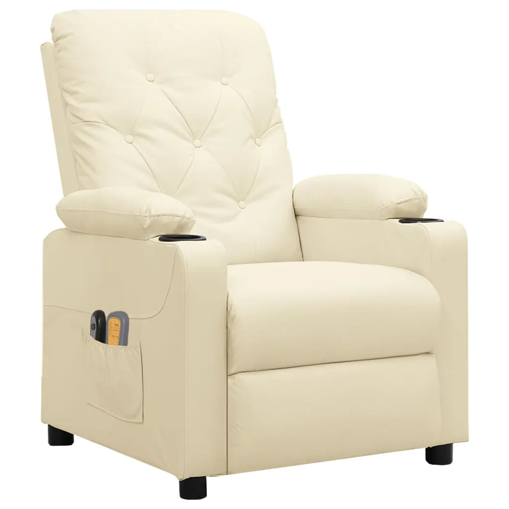Poltrona Massaggiante Elettrica Crema Similpelle 3098873