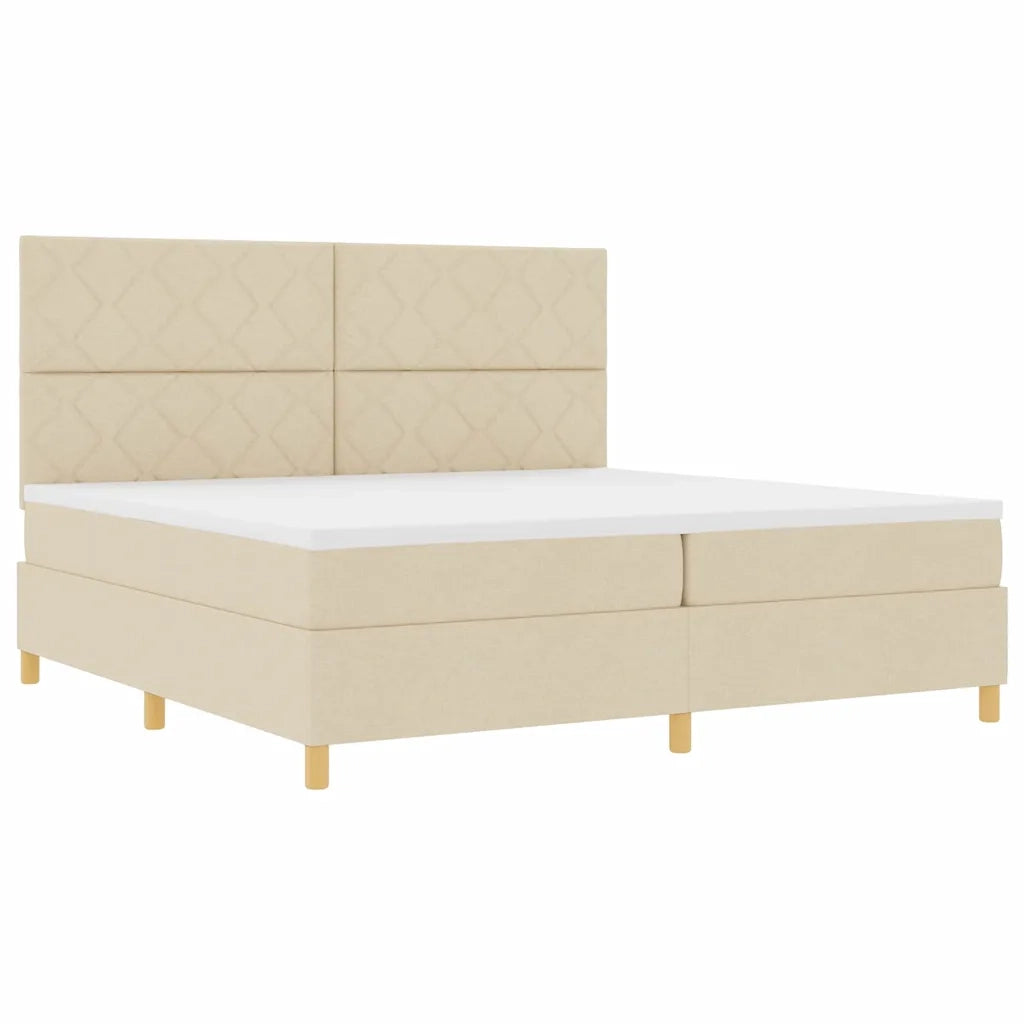 Letto a molle con materasso Crema 200 x 200 cm Tessuto 3339726