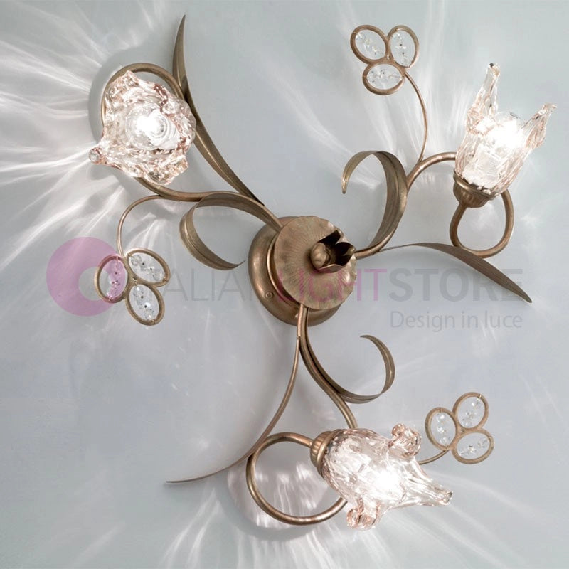 SOFIA Lampada a Parete e Soffitto Plafoniera 3 Luci Stile Classico Rustico