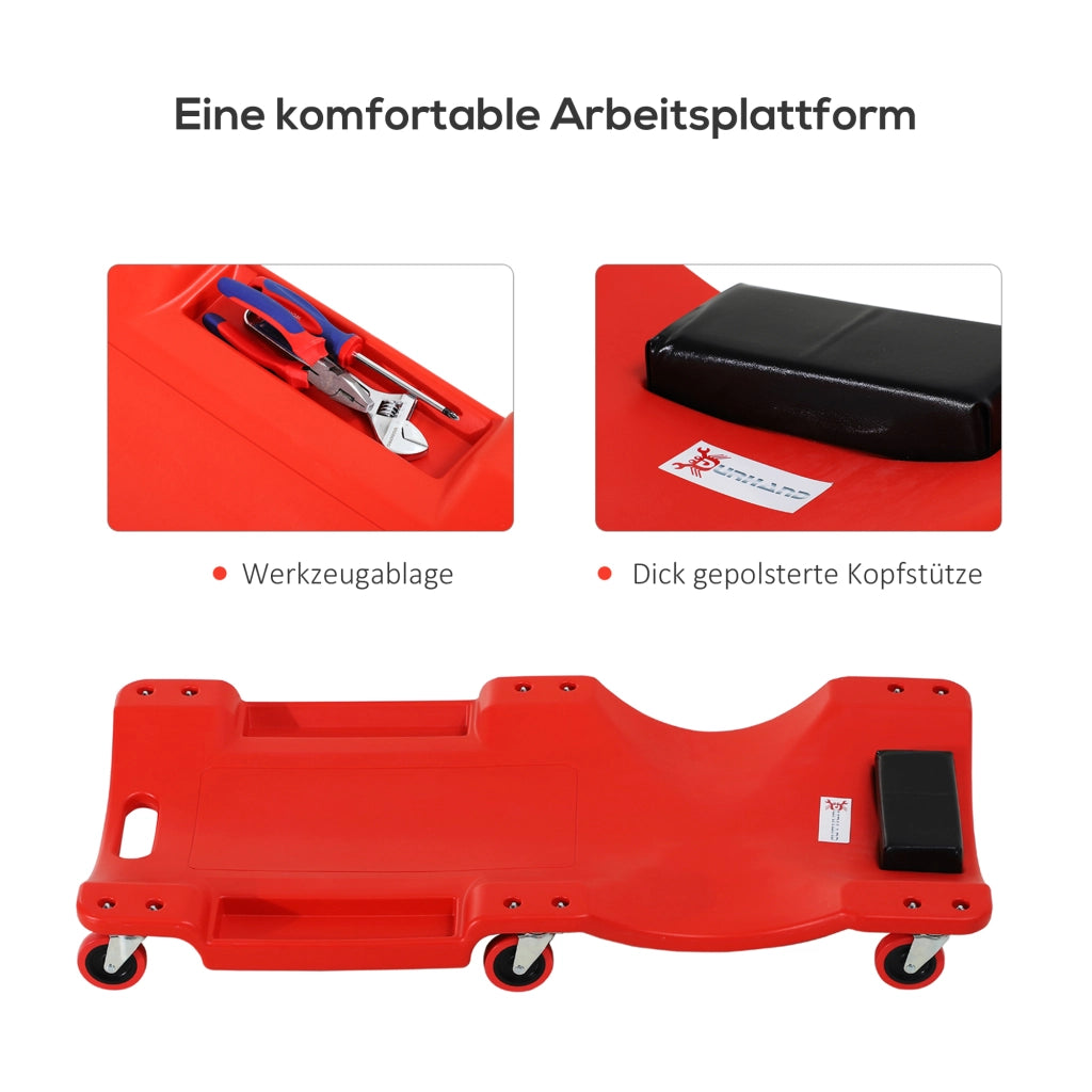 Carrello Sottoauto con Poggiatesta ¨C Xylo ¨C Rosso 100x48x12 cm